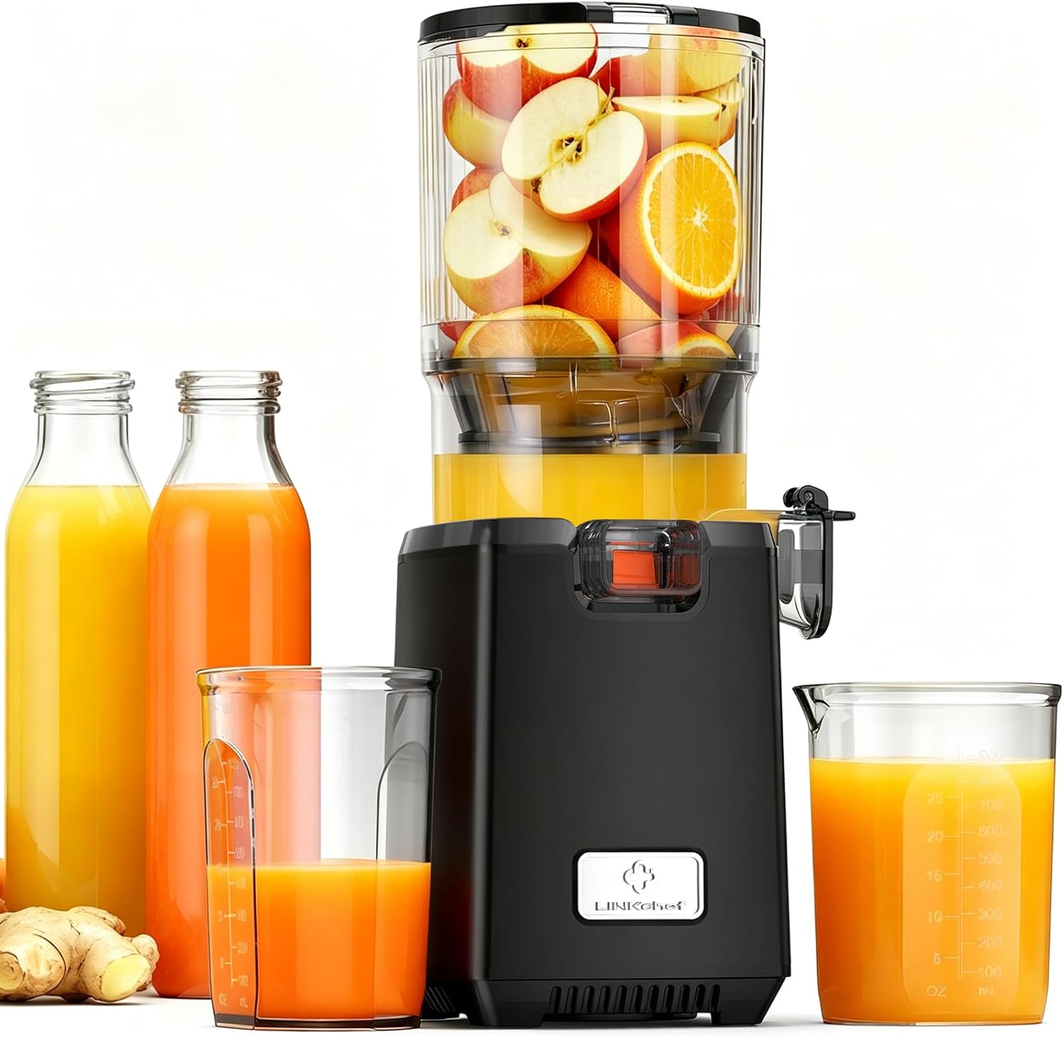 LINKChef Estrattore Frutta e Verdura, Grande Imboccatura 130 mm Estrattore di Succo a Freddo, 1,8 L Capacità, 250W Slow Juicer Machine Silenziosa con Funzione Inversa, Facile da Pulire, Senza BPA
