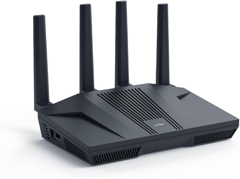 GL.iNet GL-MT6000(Flint 2) Router WiFi 6 | Router WiFi per giochi | 2 porte multi-gig da 2,5 G+4 porte Ethernet da 1 G | Connettività dei dispositivi di massa | OpenVpn rapido e WireGuard | 802.11ax