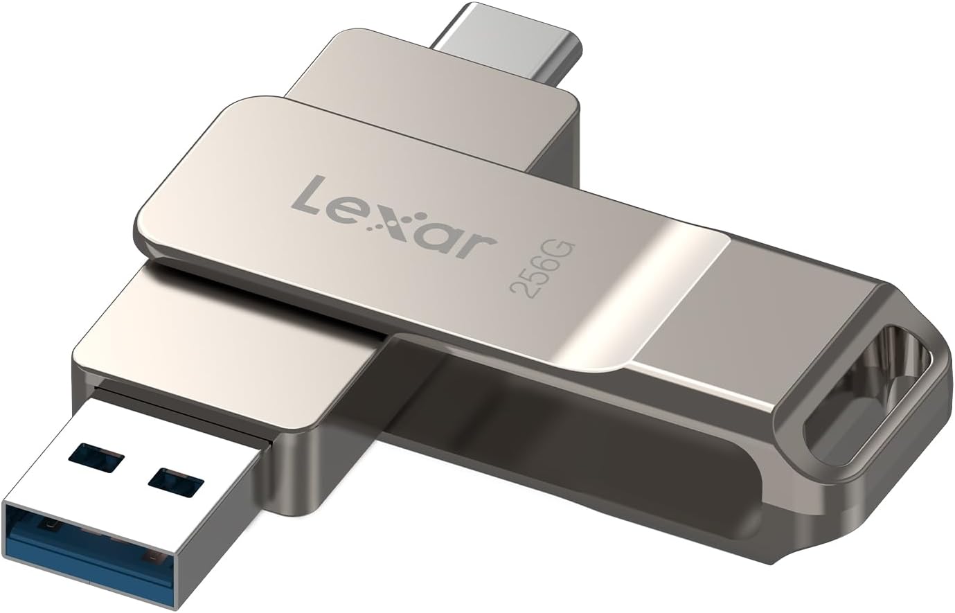 Lexar D40E 256 GB Dual Drive USB 3.2 Gen 1 Type-C Jump Drive, unità flash USB-C con alloggiamento in metallo e design girevole, unità flash,Champagne Argento