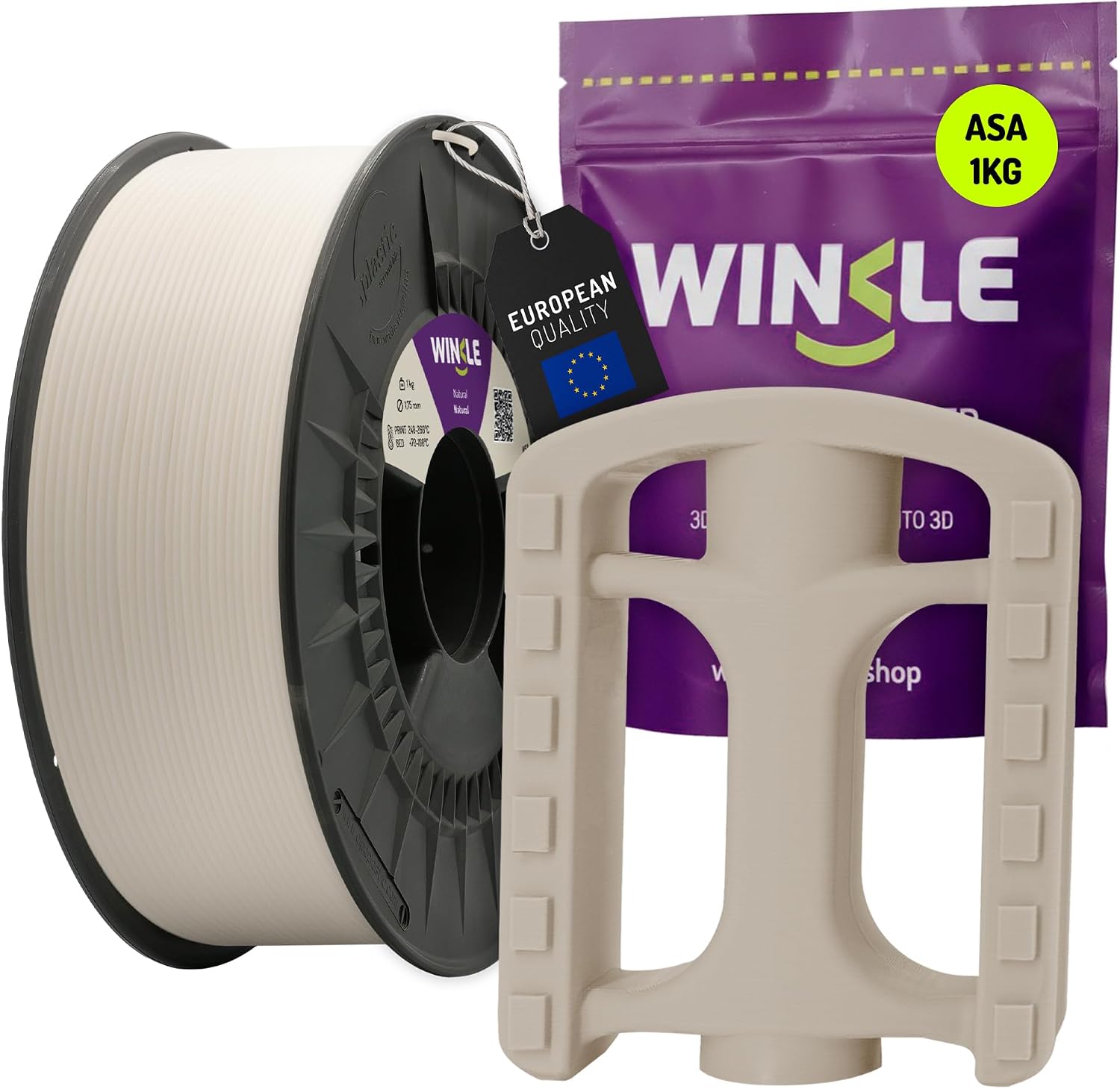 WINKLE Filamento ASA 1.75mm Naturale 1kg, Filamento Stampante 3D