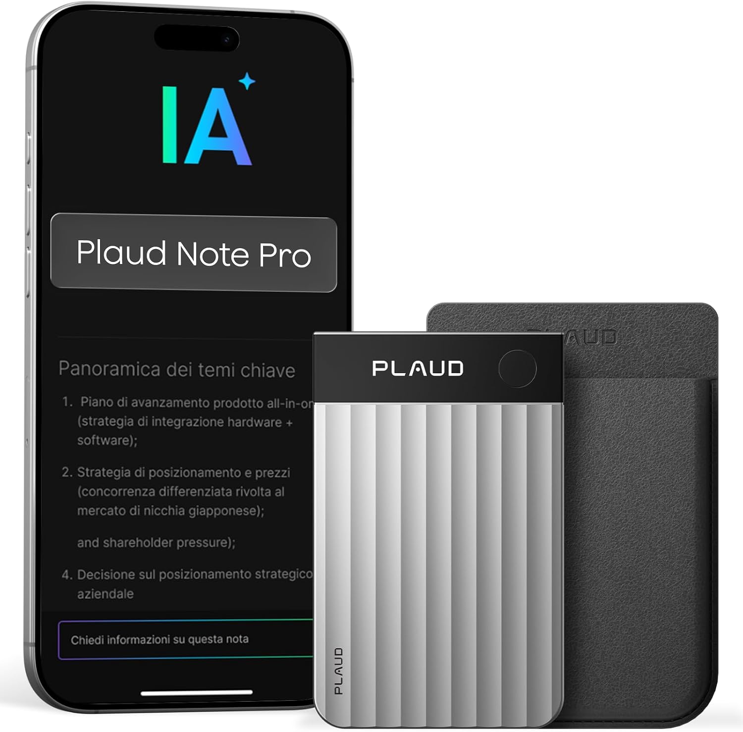 Plaud Note Pro Registratore Vocale AI Trascrizione Riepiloghi per Riunioni