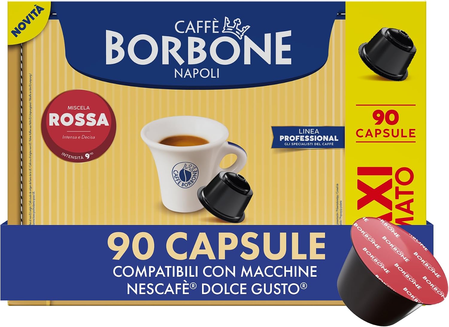 Caffè Borbone Miscela Rossa - 90 capsule - Compatibili con le Macchine a marchio Nescafè®* Dolce Gusto®*