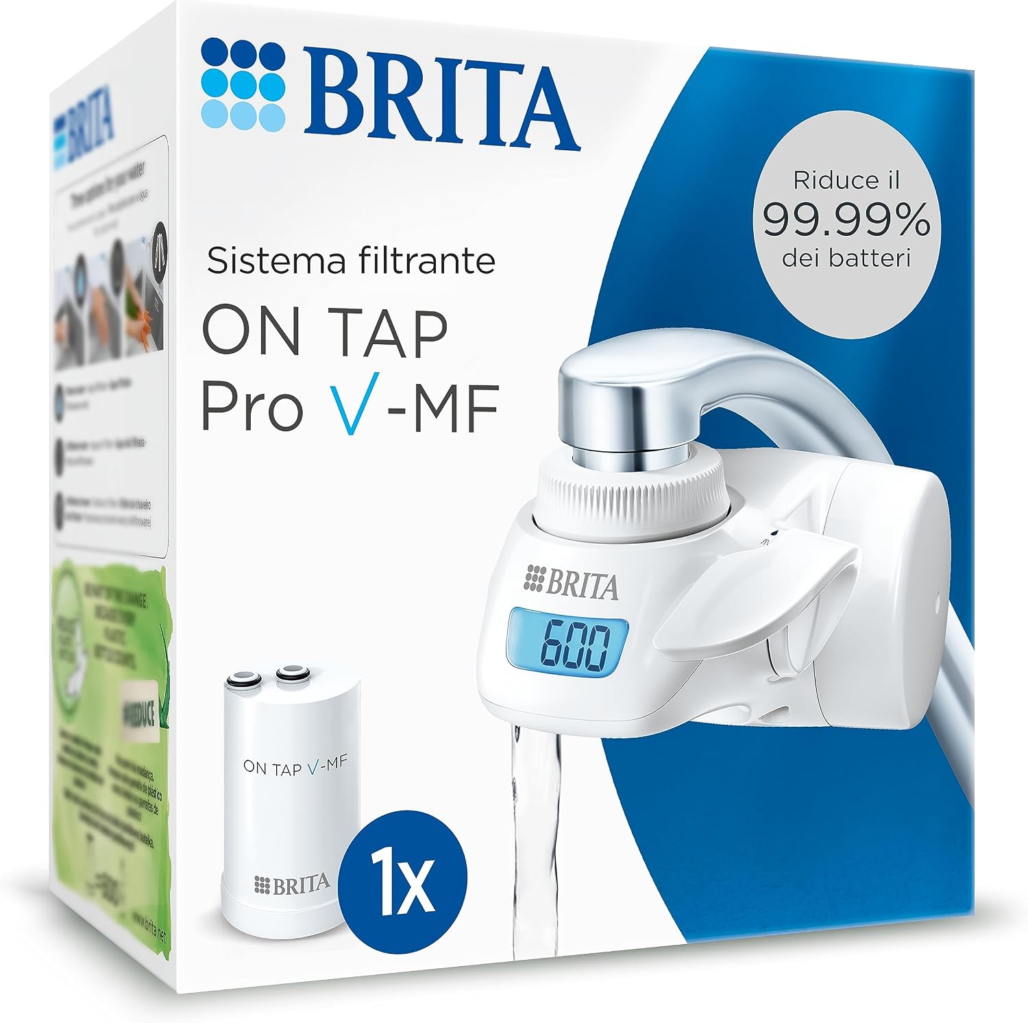 BRITA ON TAP Pro sistema filtrante per rubinetto, 1x filtro V-MF (600l)