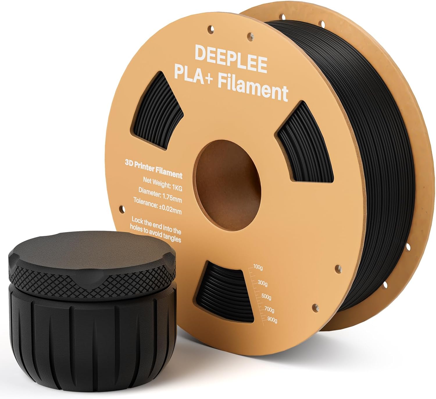 DEEPLEE Filamento PLA+ 1.75 mm, Maggiore Resistenza e Tenacità, Bobina da 1 kg Nero, Precisione ±0.02 mm per Stampanti 3D FDM