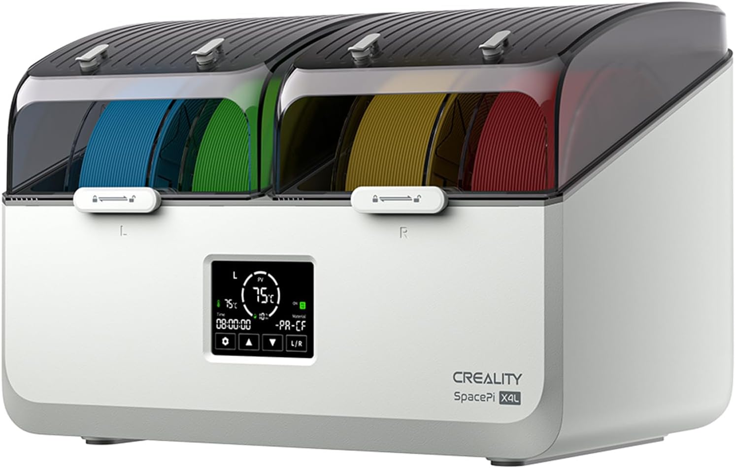 Creality SpacePi X4 Lite Filamento Essiccatore, 4 bobine Scatola Secco Regolabile 45-75°C Doppia Camera con Controllo Indipendente Filamento Dry Box per PLA PETG ABS TPU PA 1,75/2,85mm