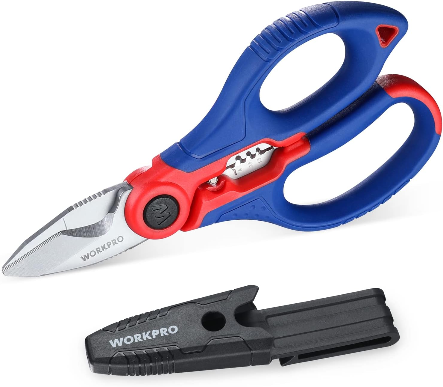 WORKPRO Forbici Elettricista 2 in 1 con Funzione Spelacavi